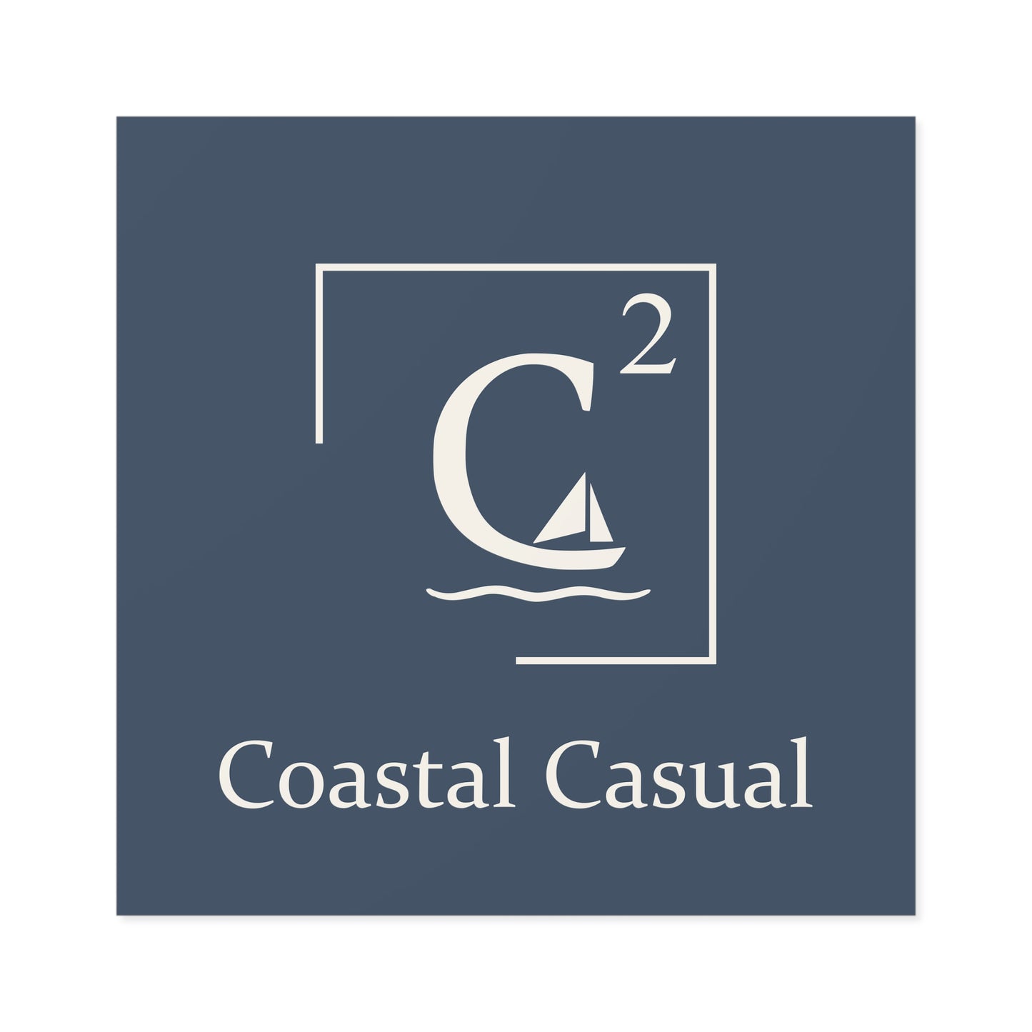 Coastal Casual Square Sticker - Nautical Sailboat Logo (Indoor/Outdoor)