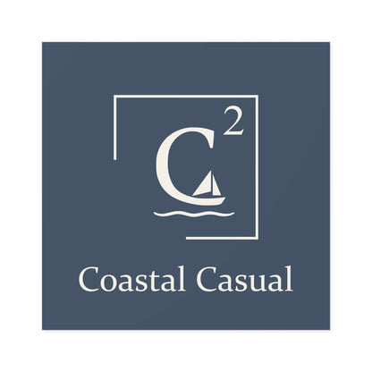 Coastal Casual Square Sticker - Nautical Sailboat Logo (Indoor/Outdoor)
