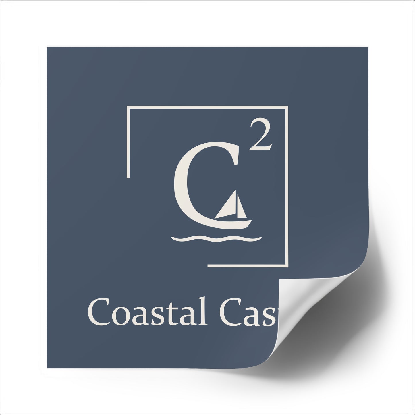Coastal Casual Square Sticker - Nautical Sailboat Logo (Indoor/Outdoor)