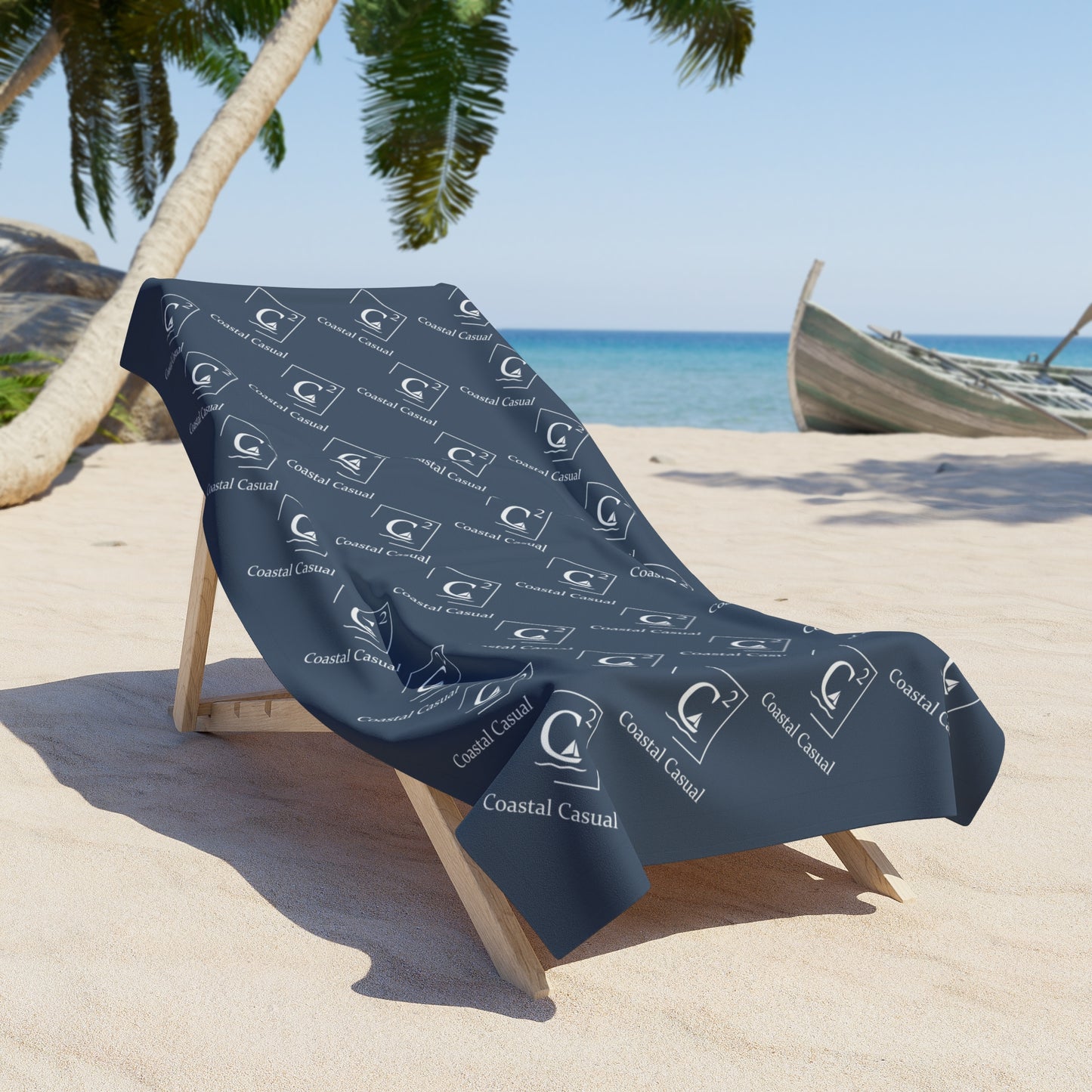 Coastal Casual Logo Beach Towel | Dark