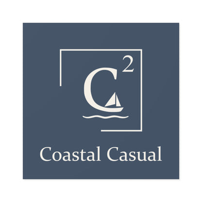 Coastal Casual Square Sticker - Nautical Sailboat Logo (Indoor/Outdoor)