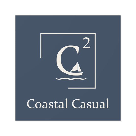 Coastal Casual Square Sticker - Nautical Sailboat Logo (Indoor/Outdoor)