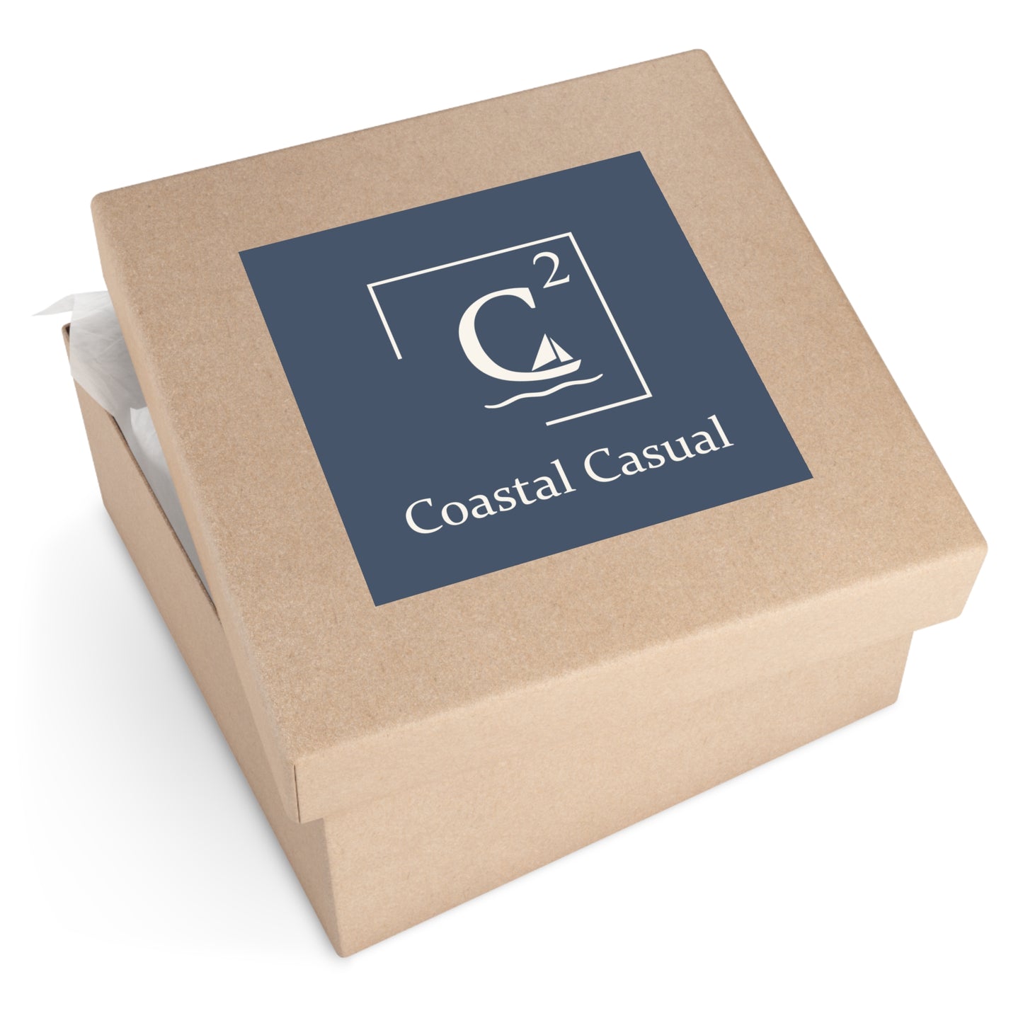 Coastal Casual Square Sticker - Nautical Sailboat Logo (Indoor/Outdoor)