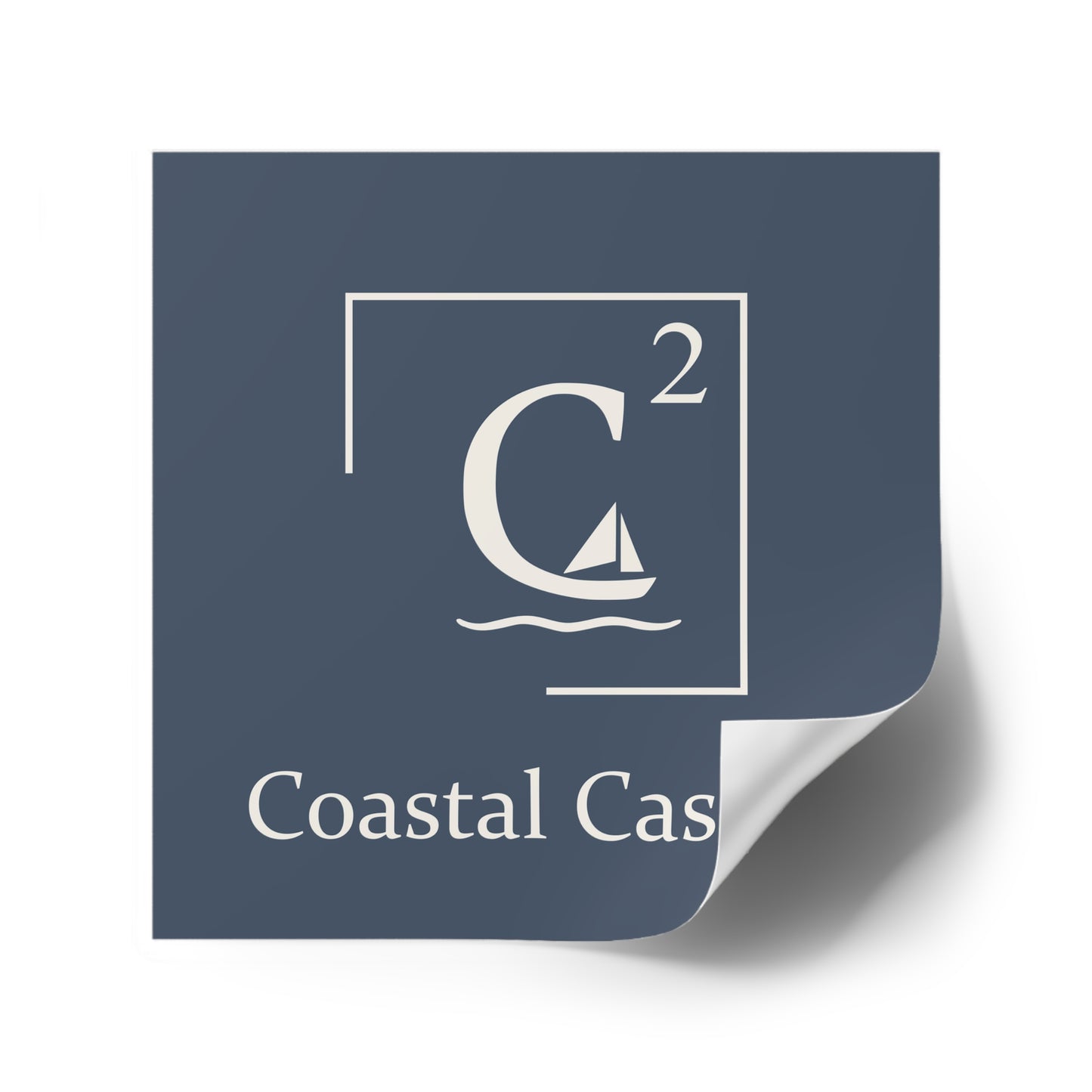 Coastal Casual Square Sticker - Nautical Sailboat Logo (Indoor/Outdoor)